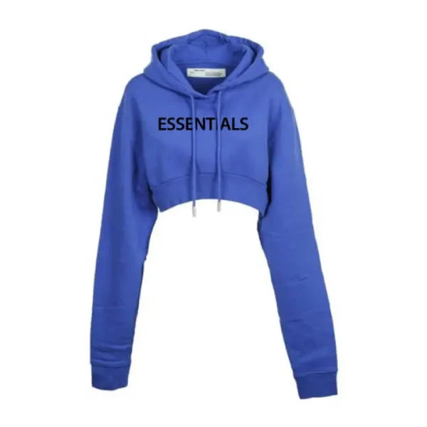Essentials oversized cropped hoodie, showcasing a minimalist style and comfortable fit, perfect for everyday outfits.