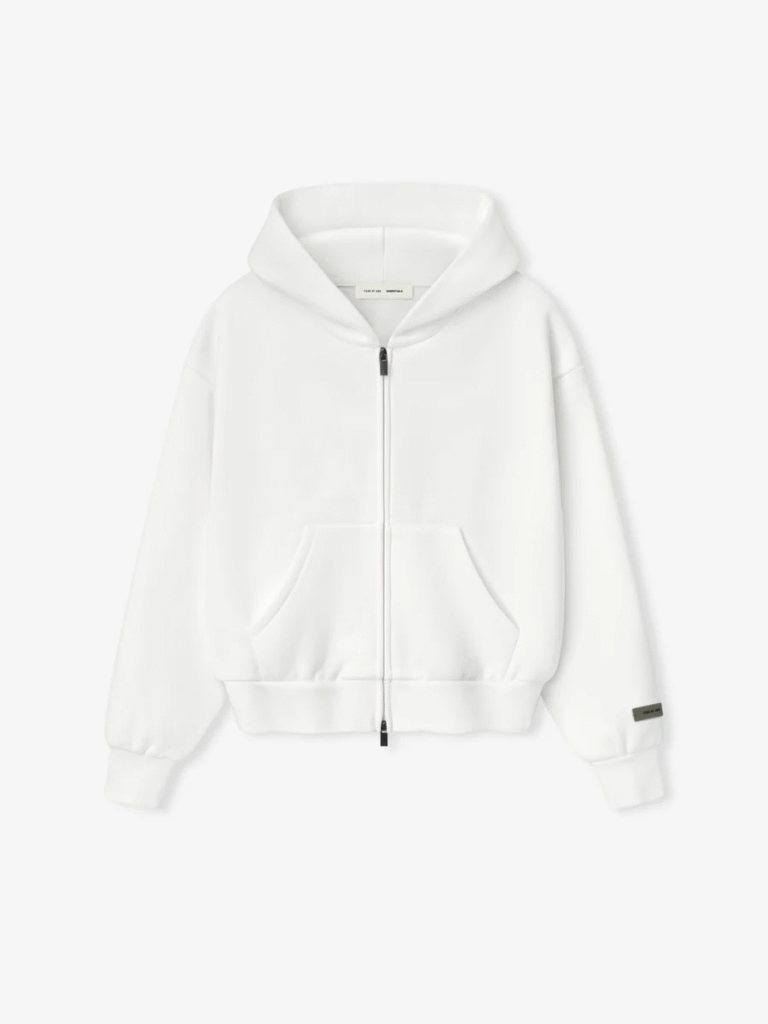 White zip-up hoodie for women featuring a 'K' logo by Kenzo, designed for a classic and stylish look.